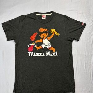 Homage x Miami Heat Grateful Dead T-Shirt Men Large Gray Basketball Bear Graphic
